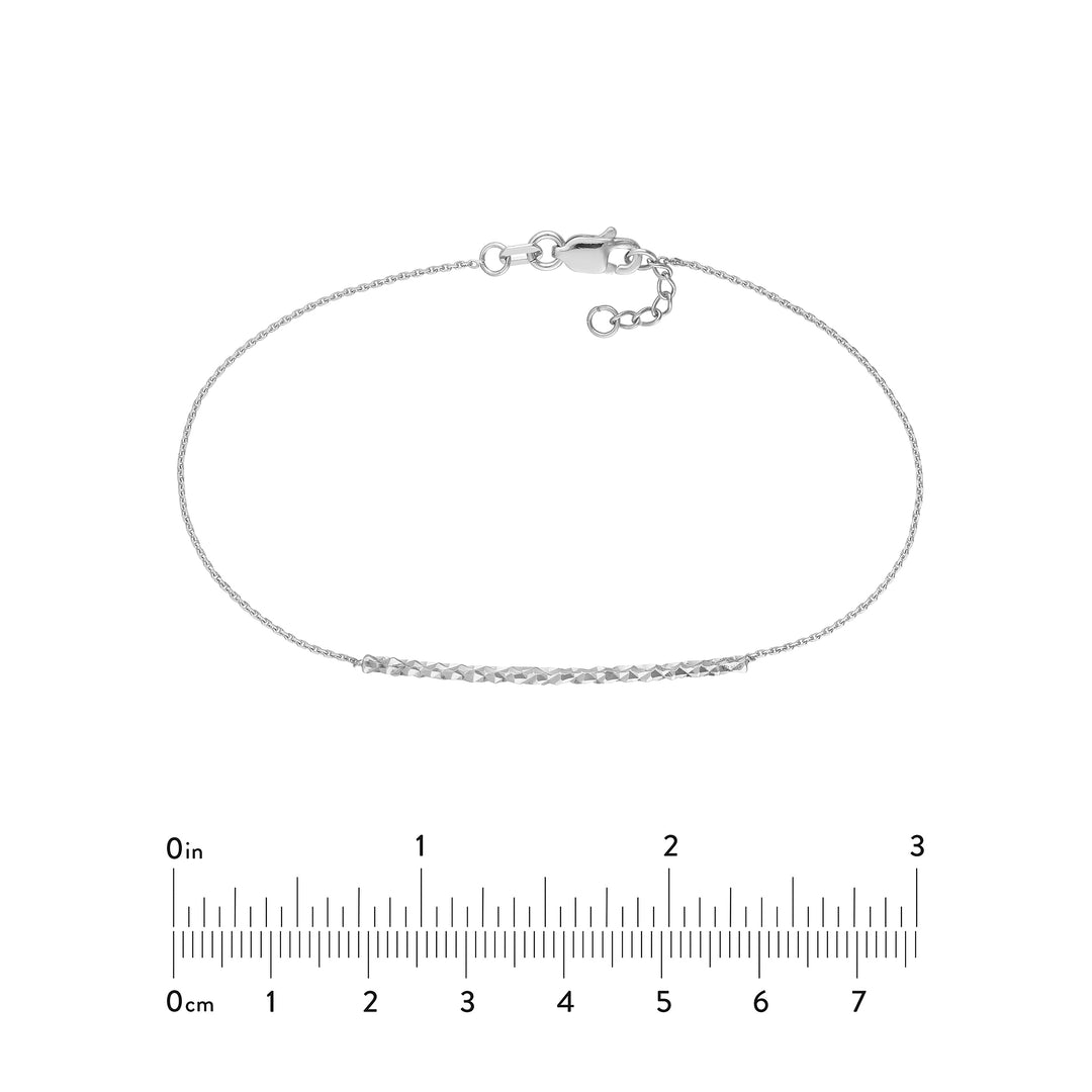 Diamond-Cut Curved Bar on Chain Bracelet