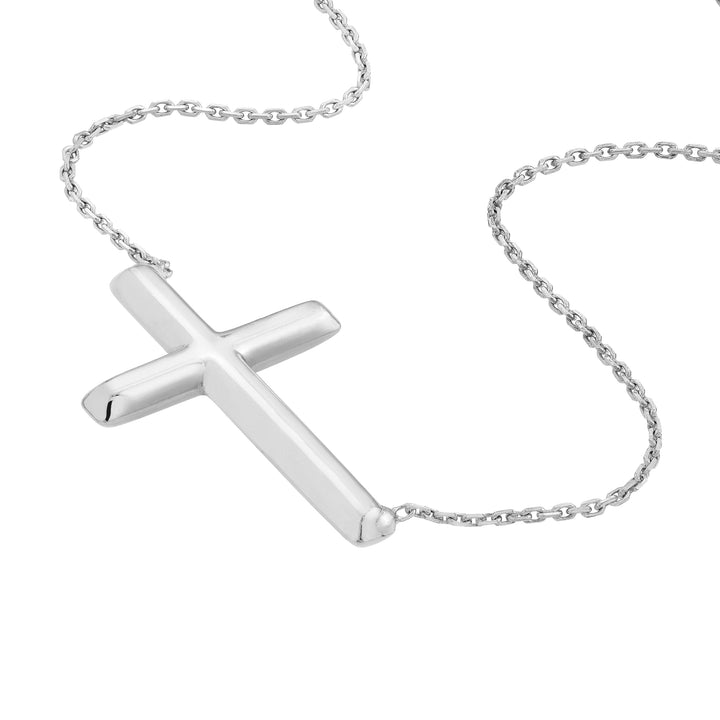 Sterling Silver Sideways Cross Necklace