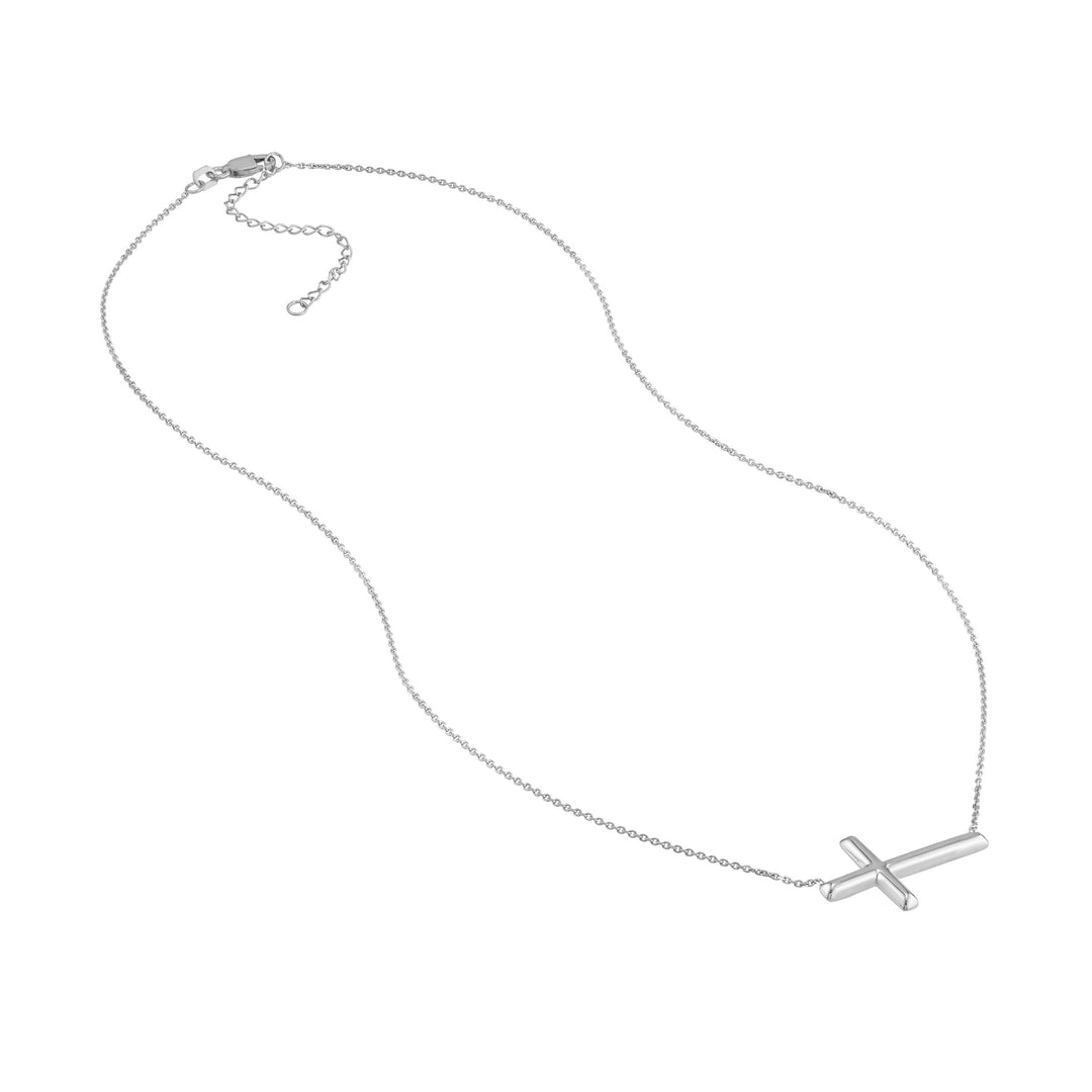 Sterling Silver Sideways Cross Necklace