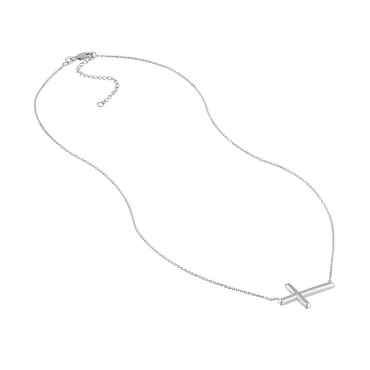 Sterling Silver Sideways Cross Necklace