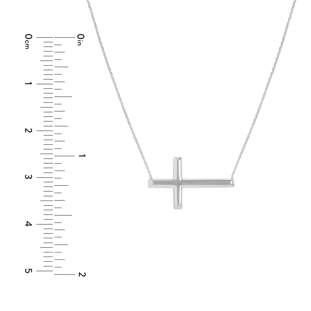 Sterling Silver Sideways Cross Necklace
