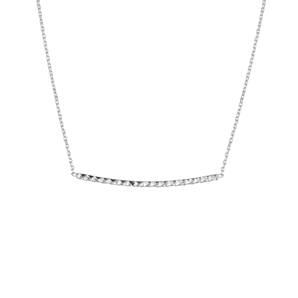 Sterling Silver Curved Diamond-Cut Bar Adjustable Necklace