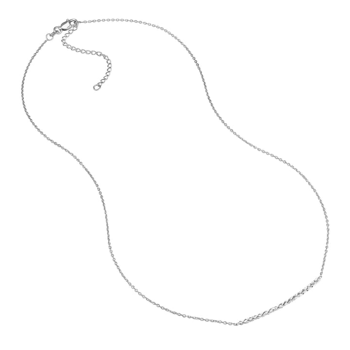 Sterling Silver Curved Diamond-Cut Bar Adjustable Necklace