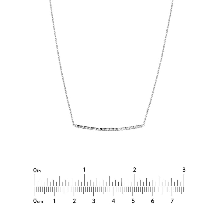 Sterling Silver Curved Diamond-Cut Bar Adjustable Necklace