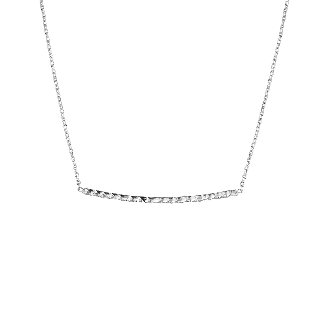 Sterling Silver Curved Diamond-Cut Bar Adjustable Necklace