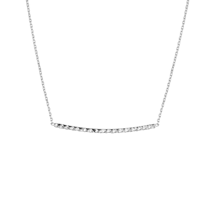 Sterling Silver Curved Diamond-Cut Bar Adjustable Necklace