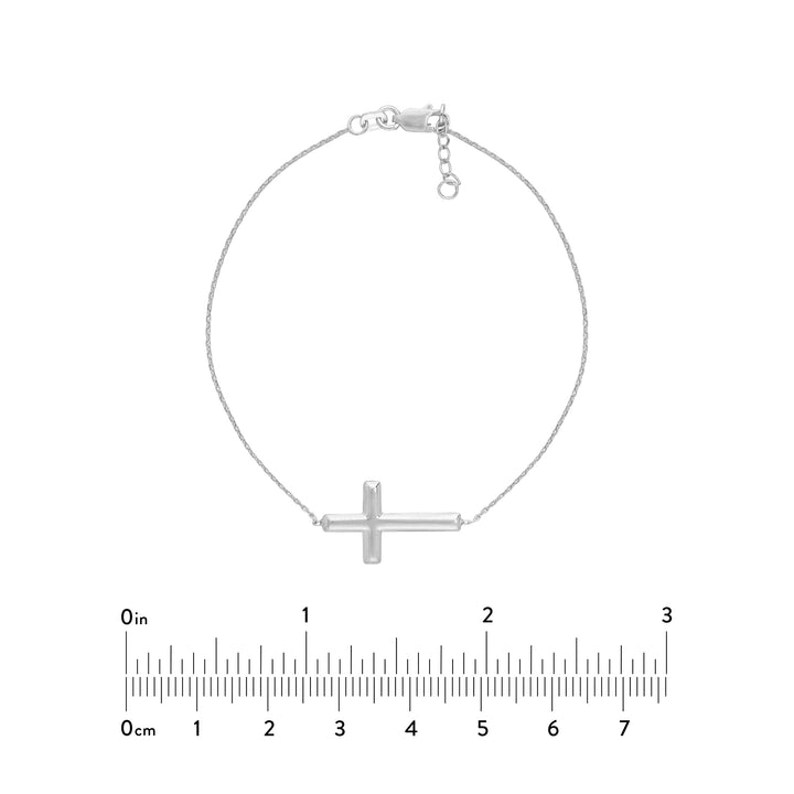 Sterling Silver Small Sideways Cross Bracelet