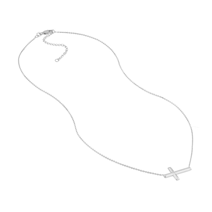 Sterling Silver E2W Small Sideways Cross Necklace