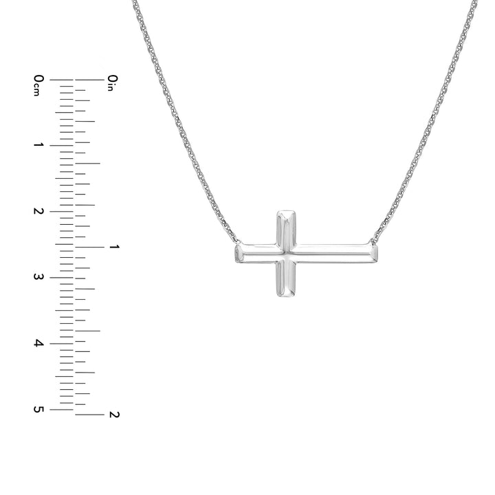 Sterling Silver E2W Small Sideways Cross Necklace