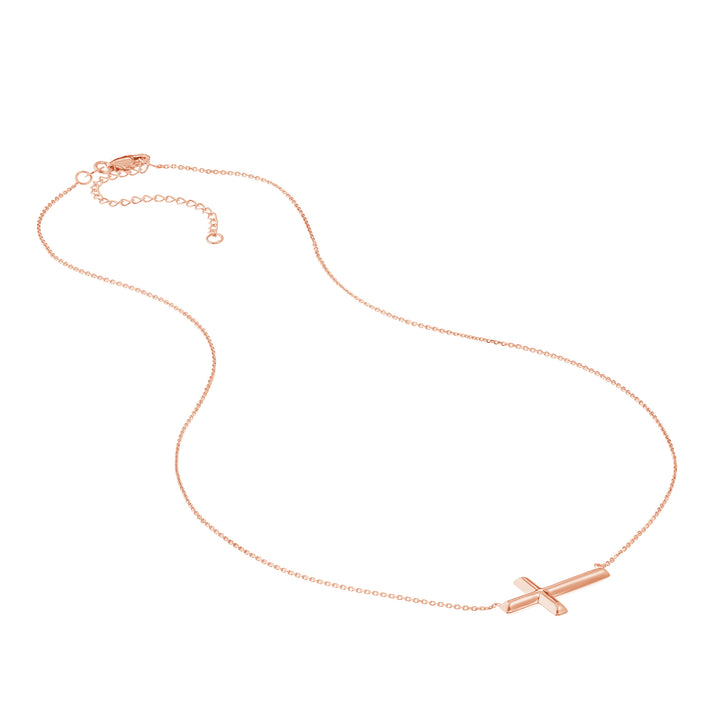 E2W Small Sideways Cross Adjustable Necklace