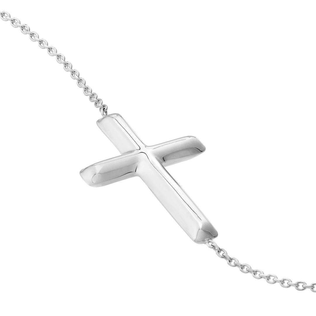 Sideways Cross on Chain Adj. Bracelet