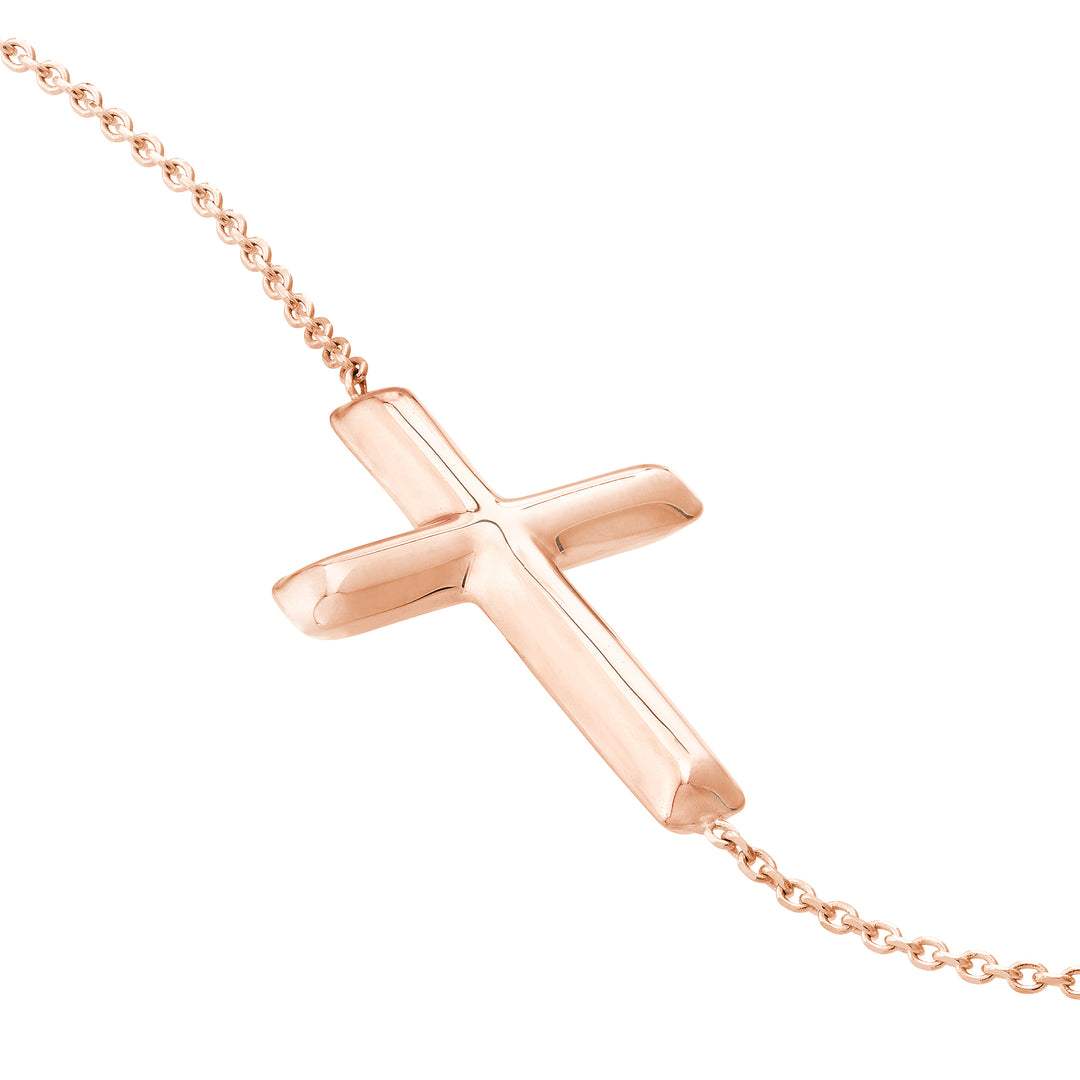 Sideways Cross on Chain Adj. Bracelet