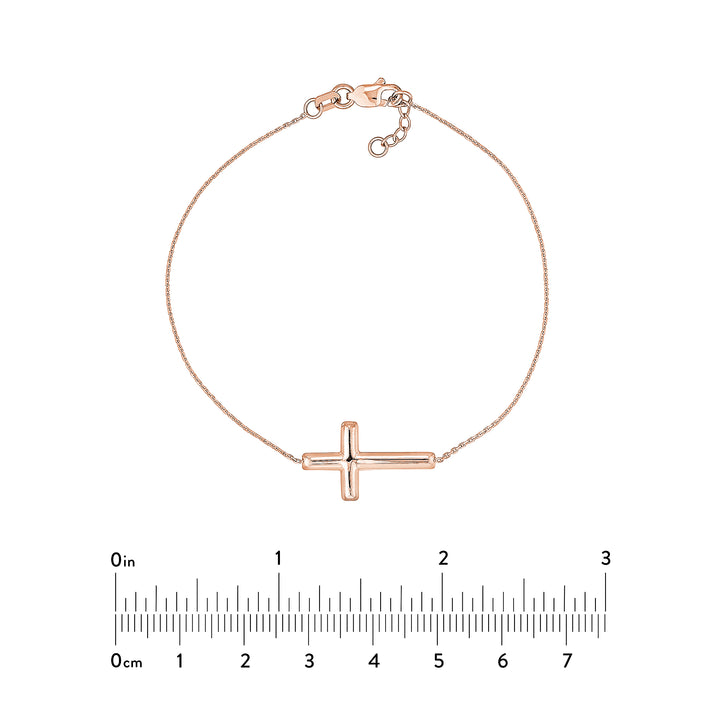 Sideways Cross on Chain Adj. Bracelet