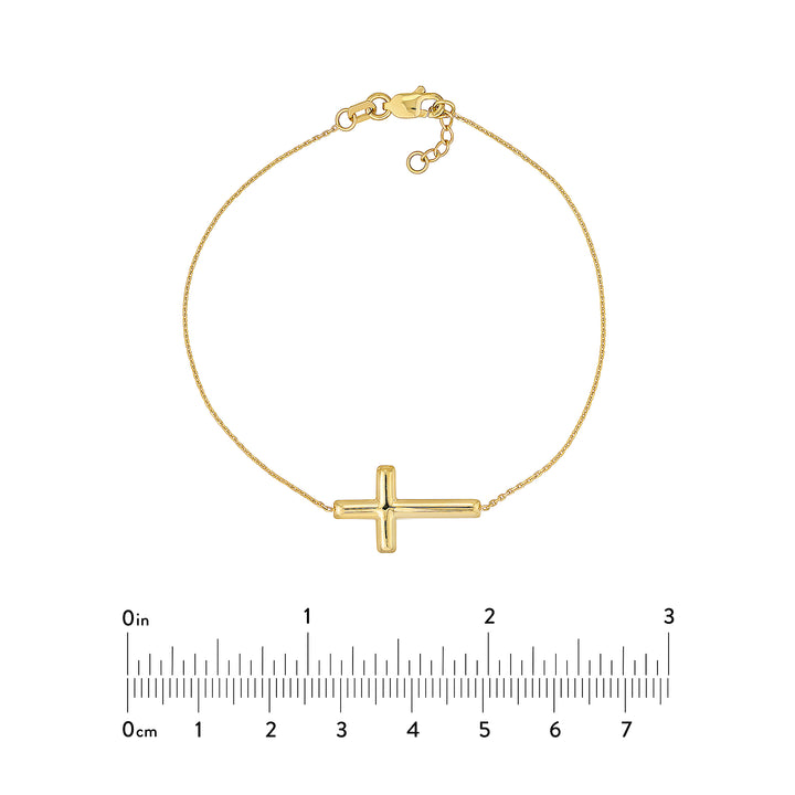 Sideways Cross on Chain Adj. Bracelet