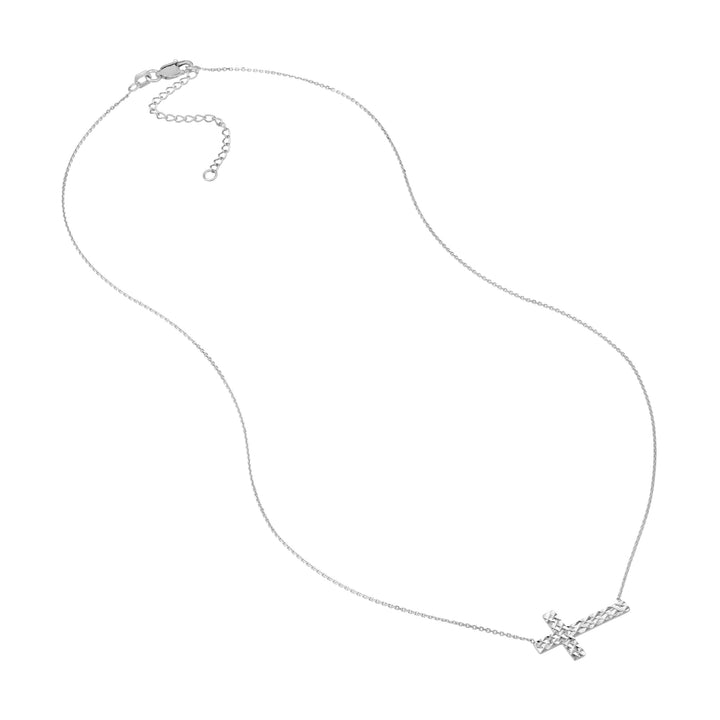 Diamond-Cut Sideways Cross Adj. Necklace