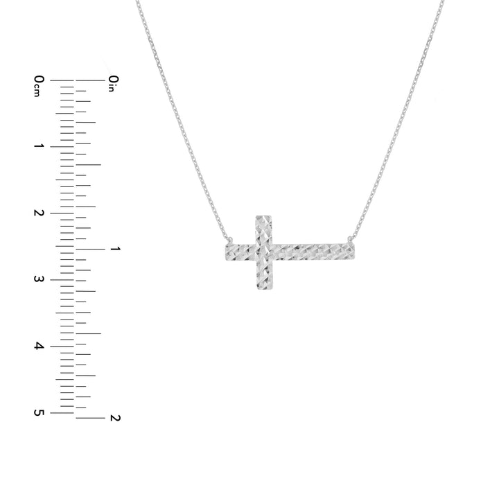 Diamond-Cut Sideways Cross Adj. Necklace