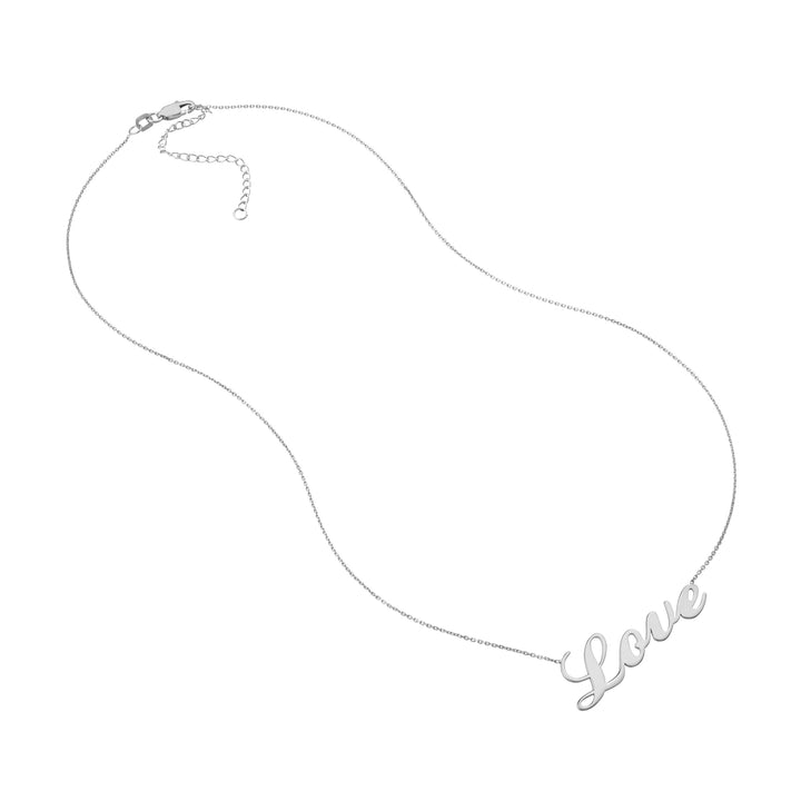 Plated Sterling Silver Script Love Necklace