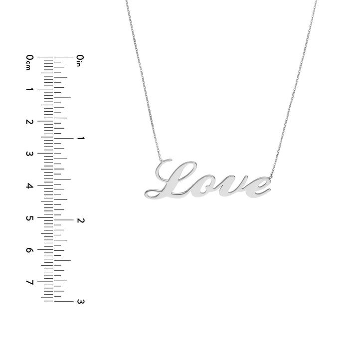 Plated Sterling Silver Script Love Necklace