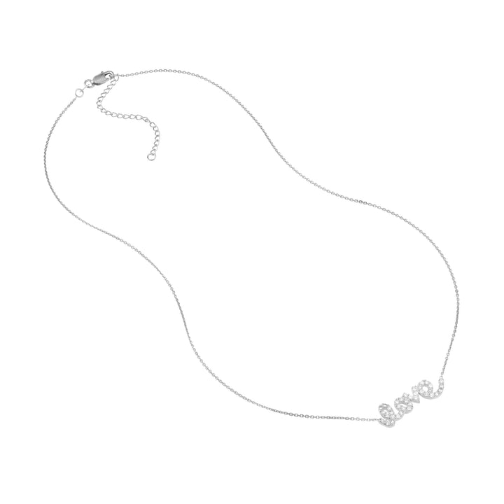 Plated Sterling Silver CZ Script Love Necklace