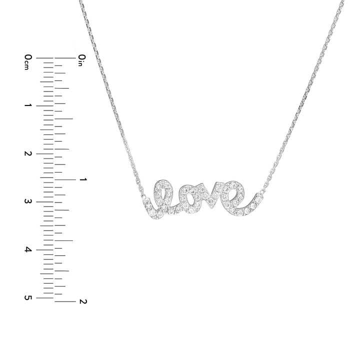 Plated Sterling Silver CZ Script Love Necklace