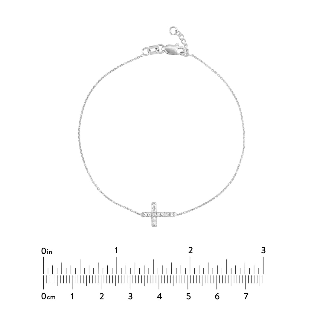 Sideways Mini CZ Cross Adjustable Bracelet