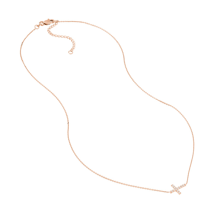 Sideways Mini CZ Cross Adjustable Necklace