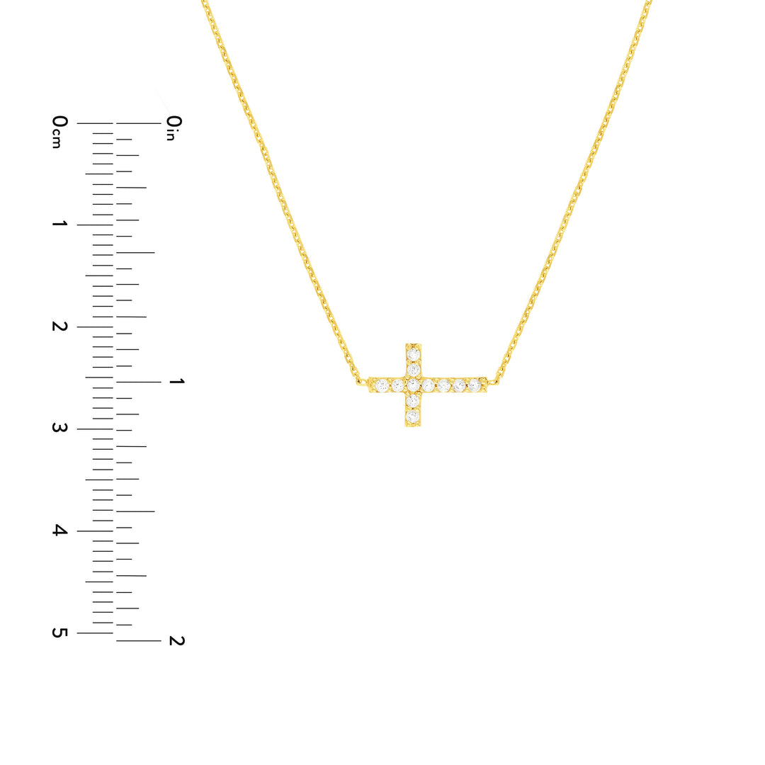 Sideways Mini CZ Cross Adjustable Necklace