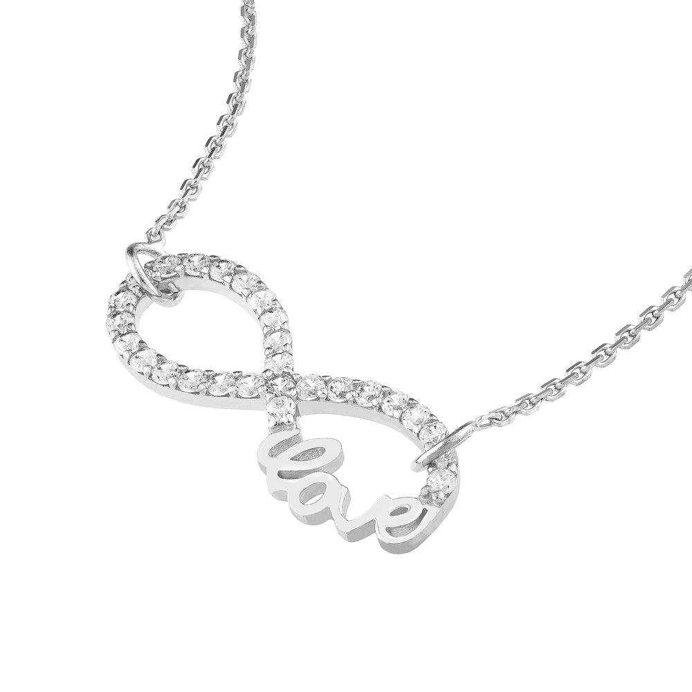 Plated Sterling Silver CZ Infinity Love Necklace