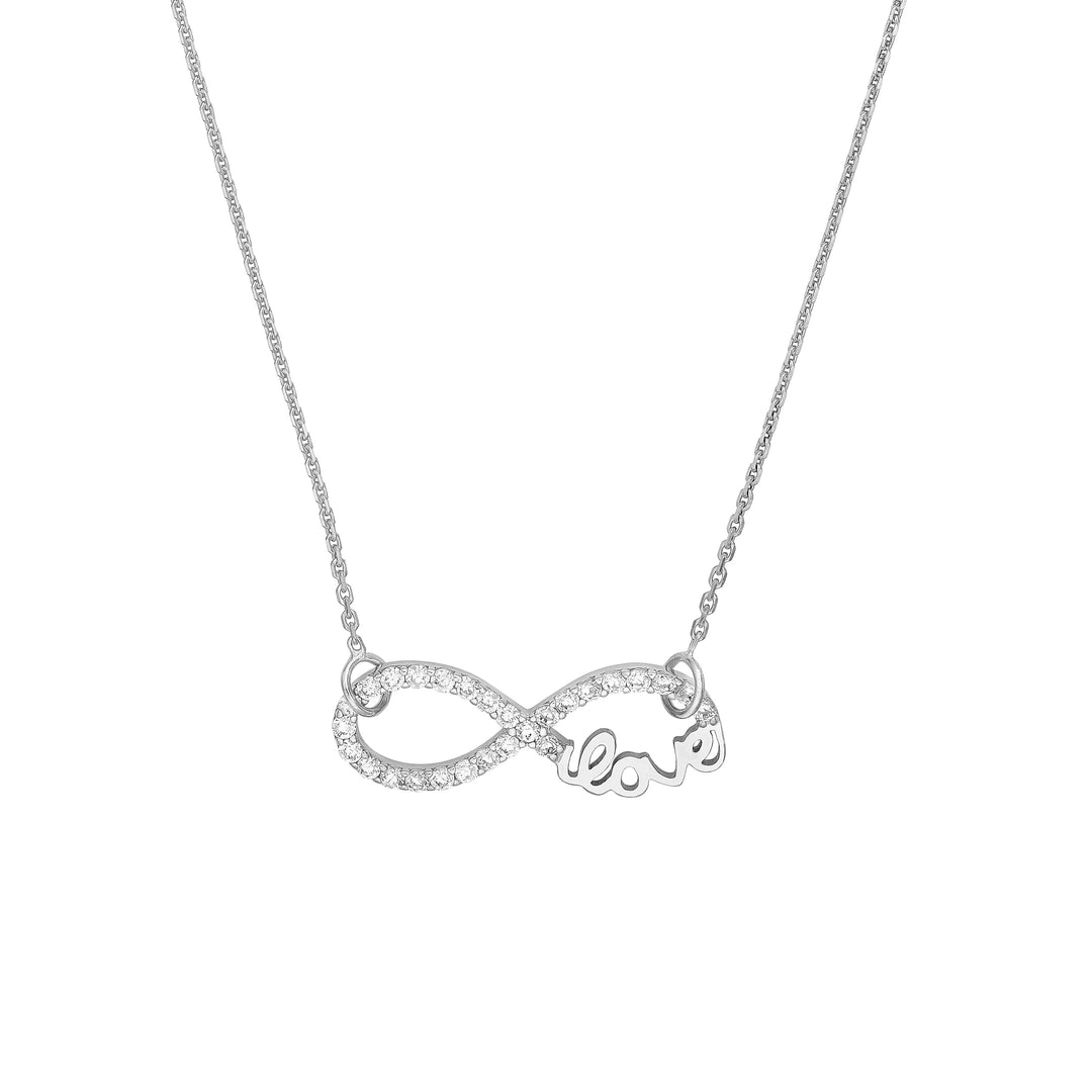 Plated Sterling Silver CZ Infinity Love Necklace
