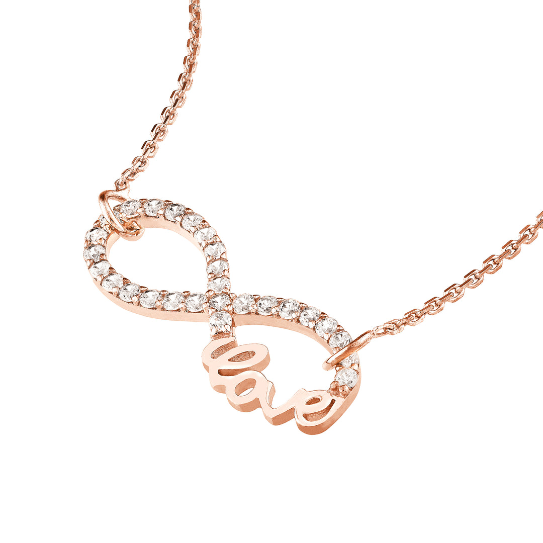 Plated Sterling Silver CZ Infinity Love Necklace
