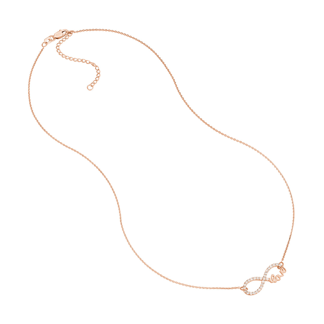 Plated Sterling Silver CZ Infinity Love Necklace