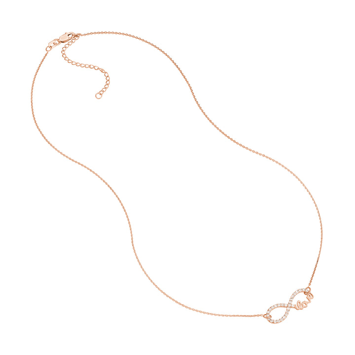 Plated Sterling Silver CZ Infinity Love Necklace