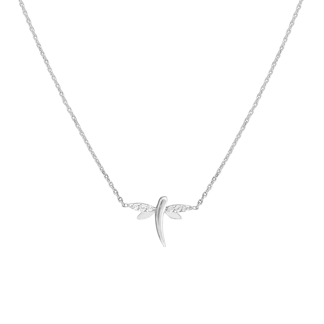 Plated Sterling Silver Mini Dragonfly Necklace