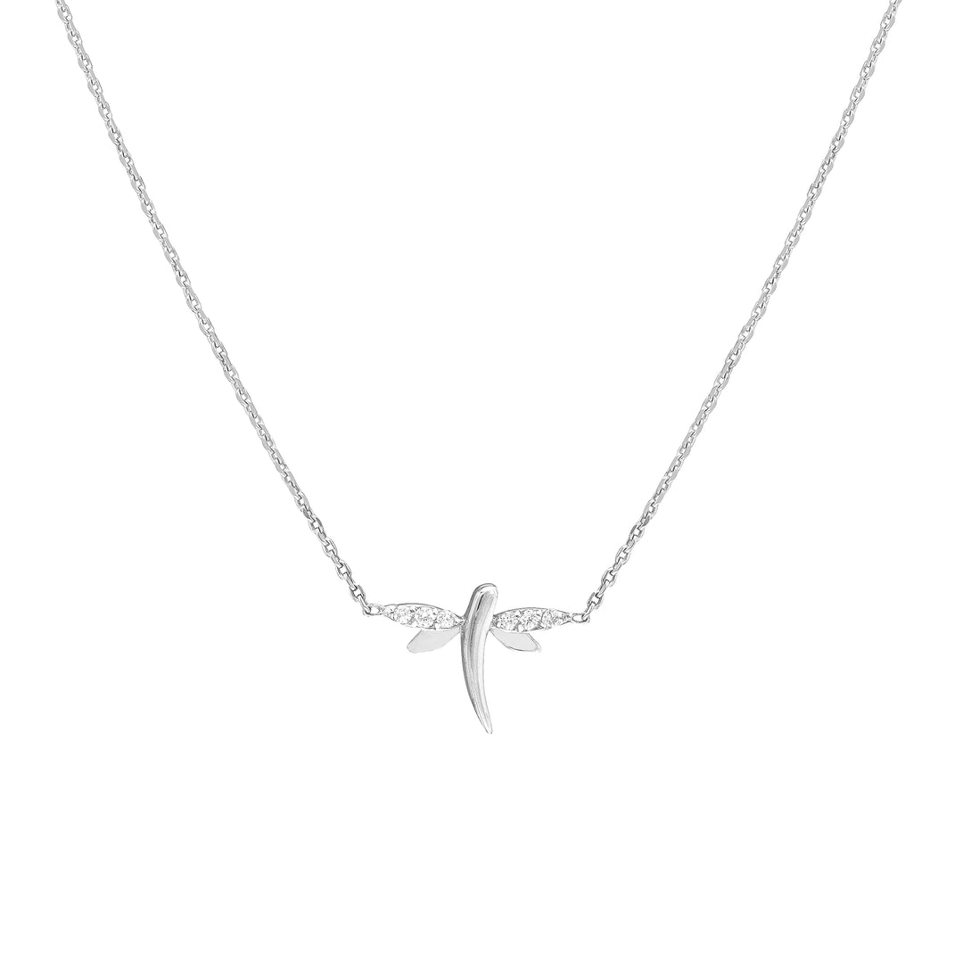 Plated Sterling Silver Mini Dragonfly Necklace