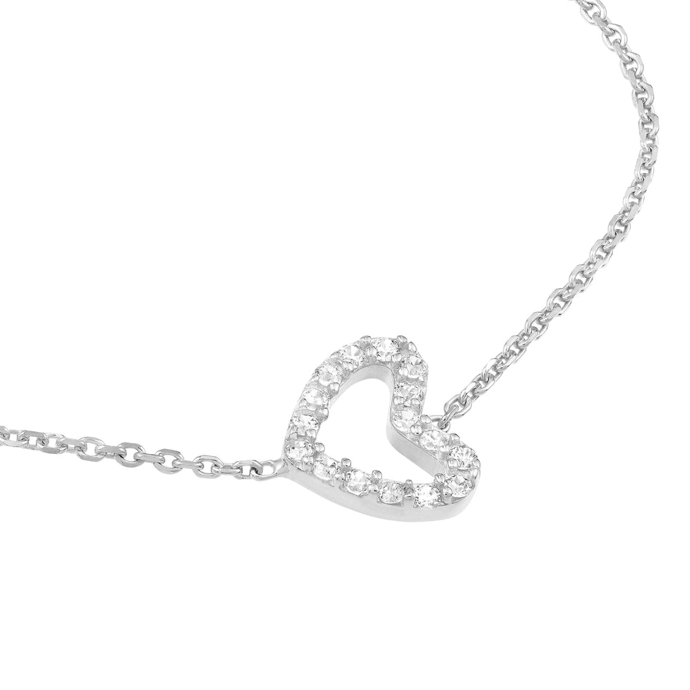 Sideways Mini CZ Heart Adjustable Necklace