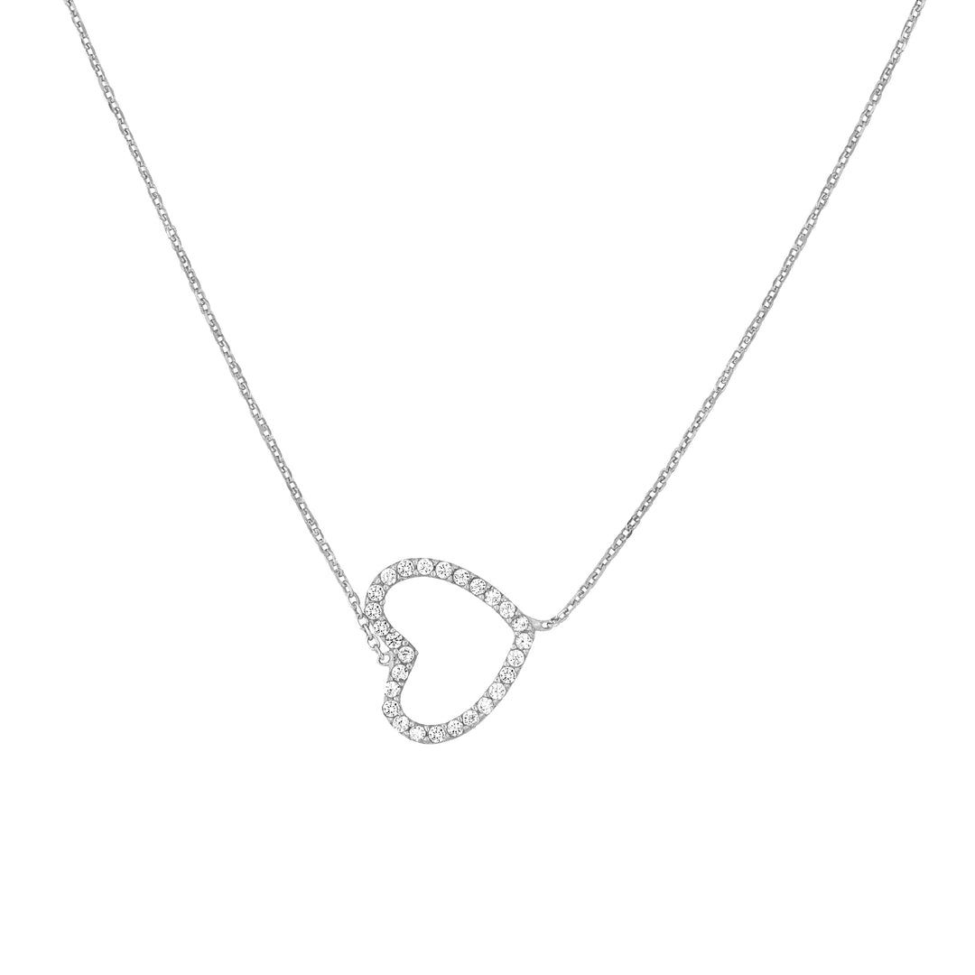 Plated Sterling Silver Sideways Heart Necklace