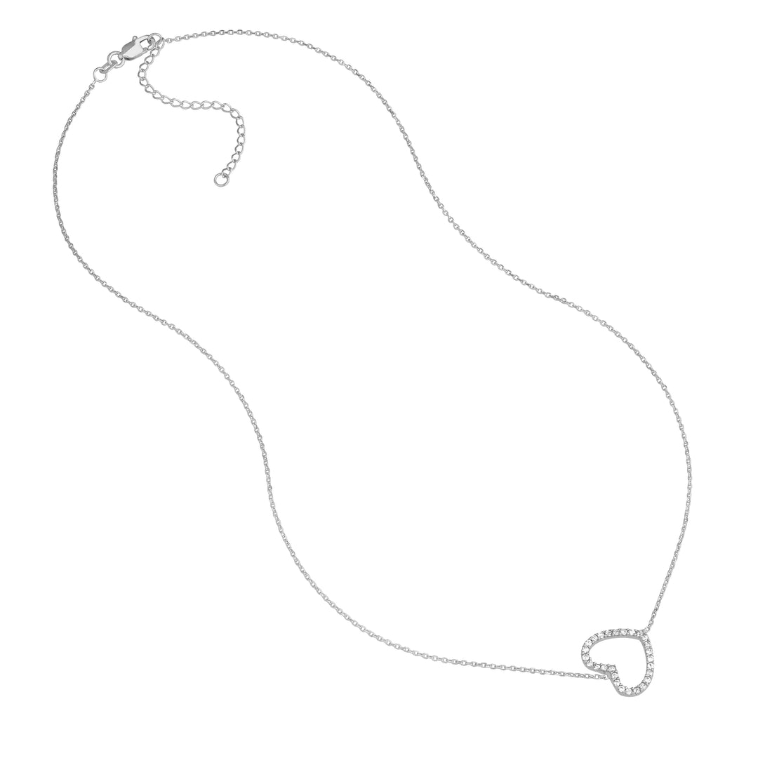 Plated Sterling Silver Sideways Heart Necklace