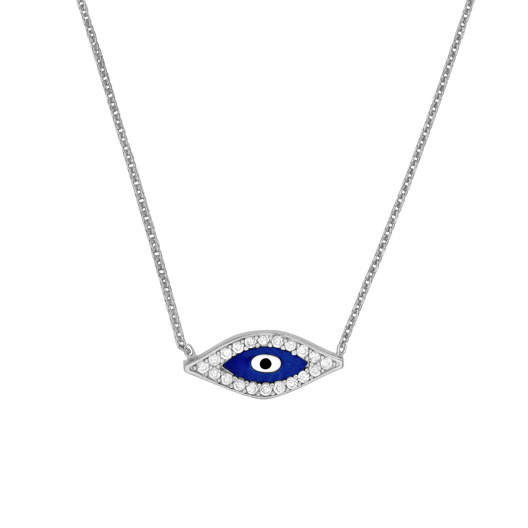 Sterling Silver CZ Evil Eye Necklace