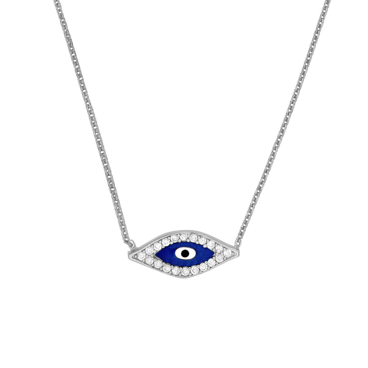 Sterling Silver CZ Evil Eye Necklace