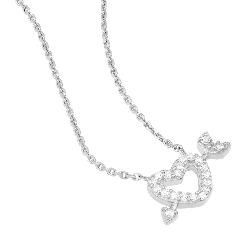 Mini CZ Heart and Arrow Adjustable Necklace