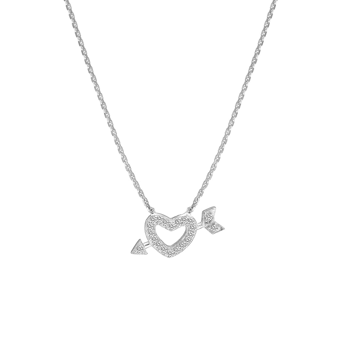 Mini CZ Heart and Arrow Adjustable Necklace