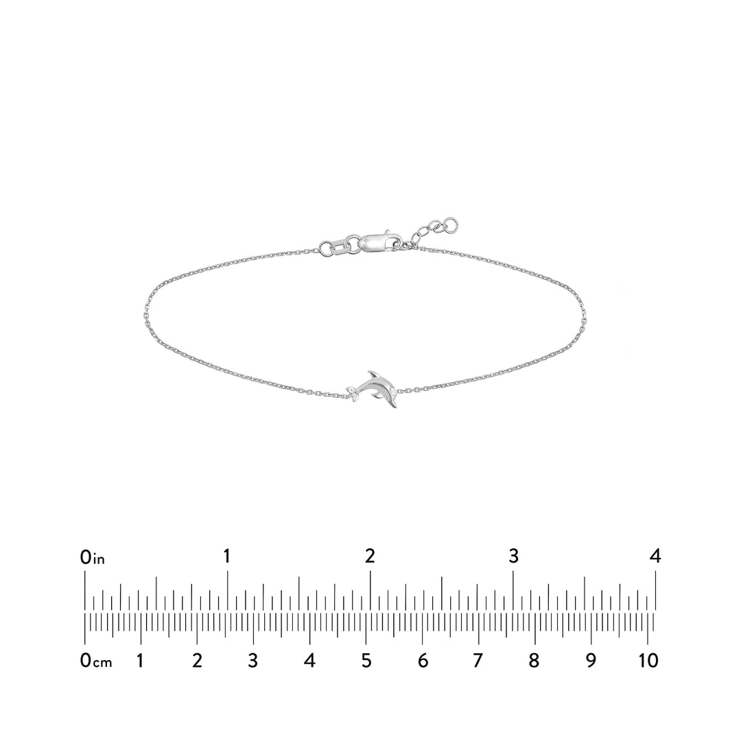 Plated Sterling Silver Mini CZ Dolphin Bracelet