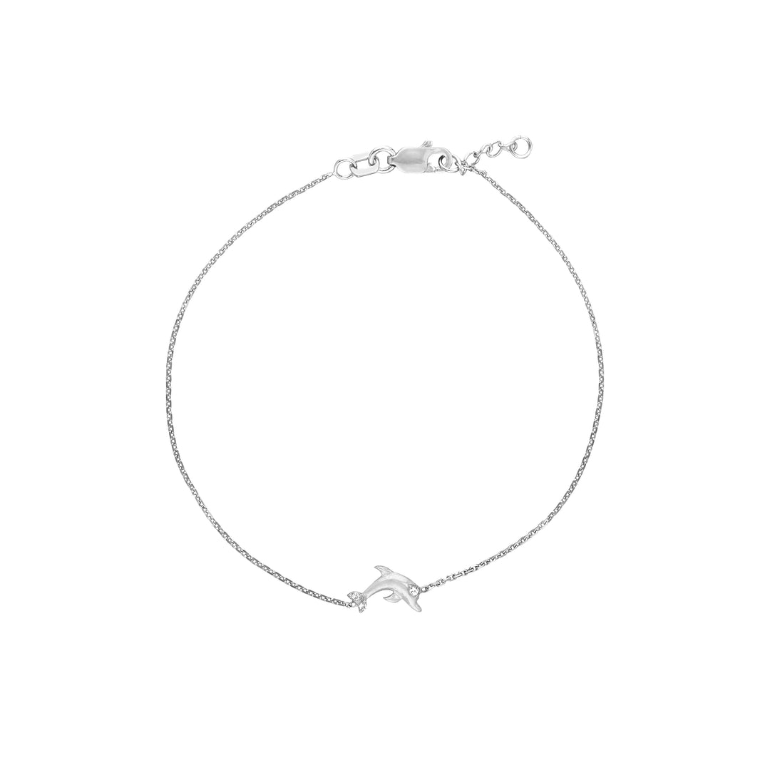 Plated Sterling Silver Mini CZ Dolphin Bracelet