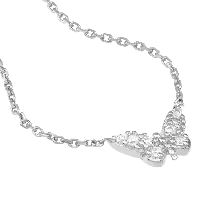 Plated Sterling Silver Mini Butterfly Necklace