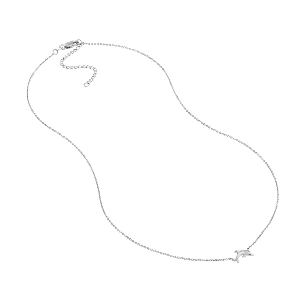 Plated Sterling Silver Mini CZ Dolphin Necklace