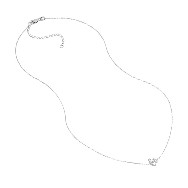 Sideways Mini CZ Anchor Necklace