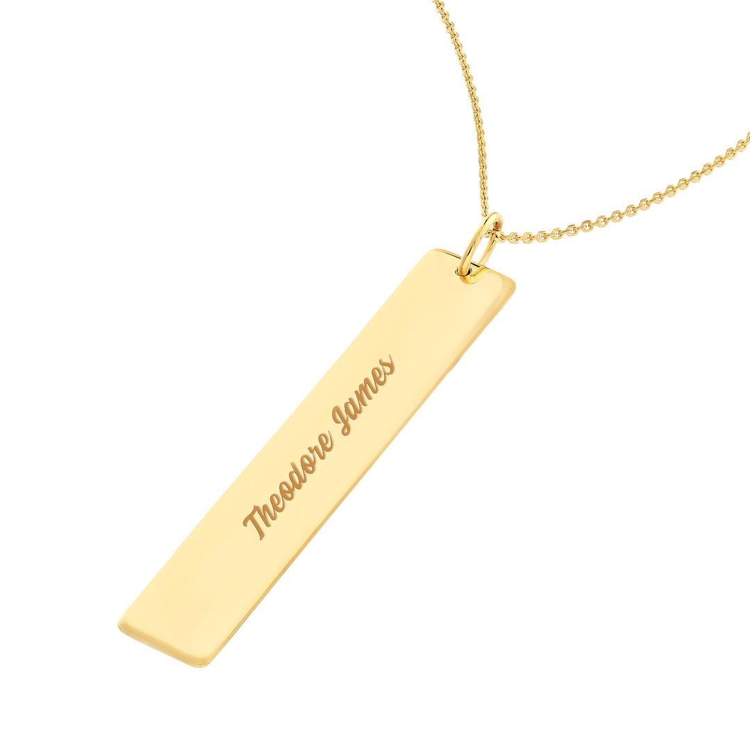 Vertical Engravable Bar Adj. Necklace