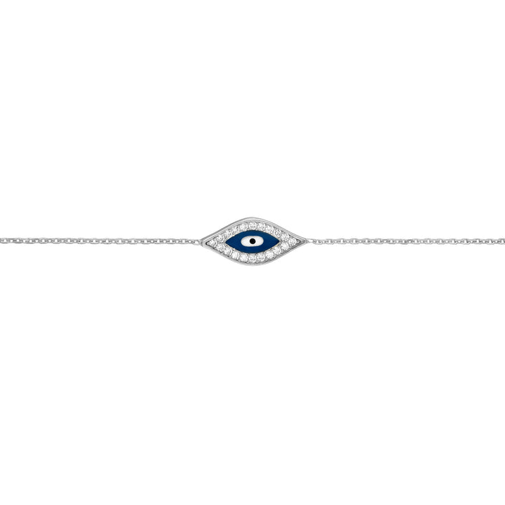 Sterling Silver CZ Evil Eye Adjustable Bracelet
