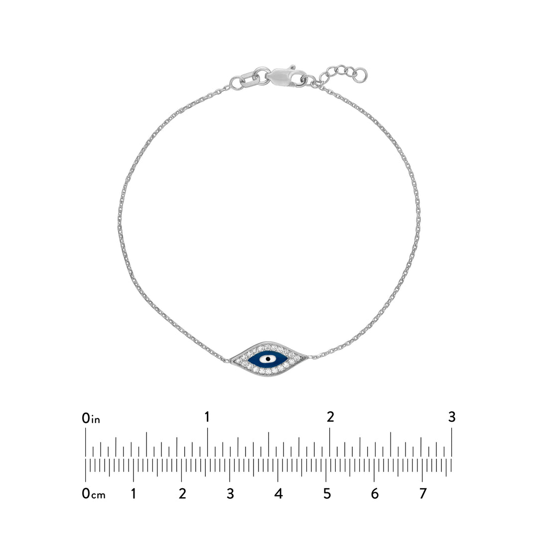 Sterling Silver CZ Evil Eye Adjustable Bracelet