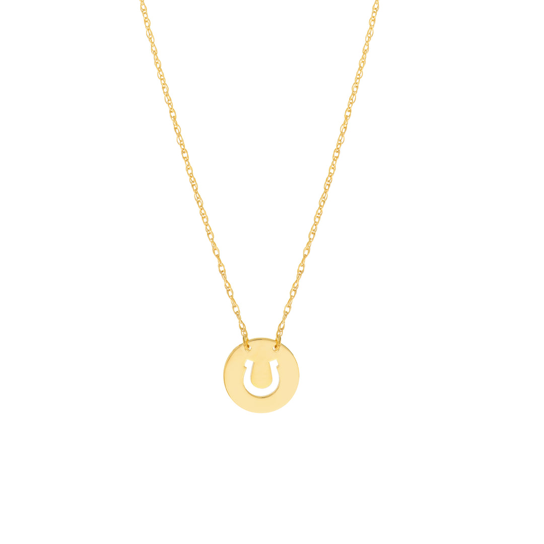 So You Cutout Horseshoe Mini Disc Necklace